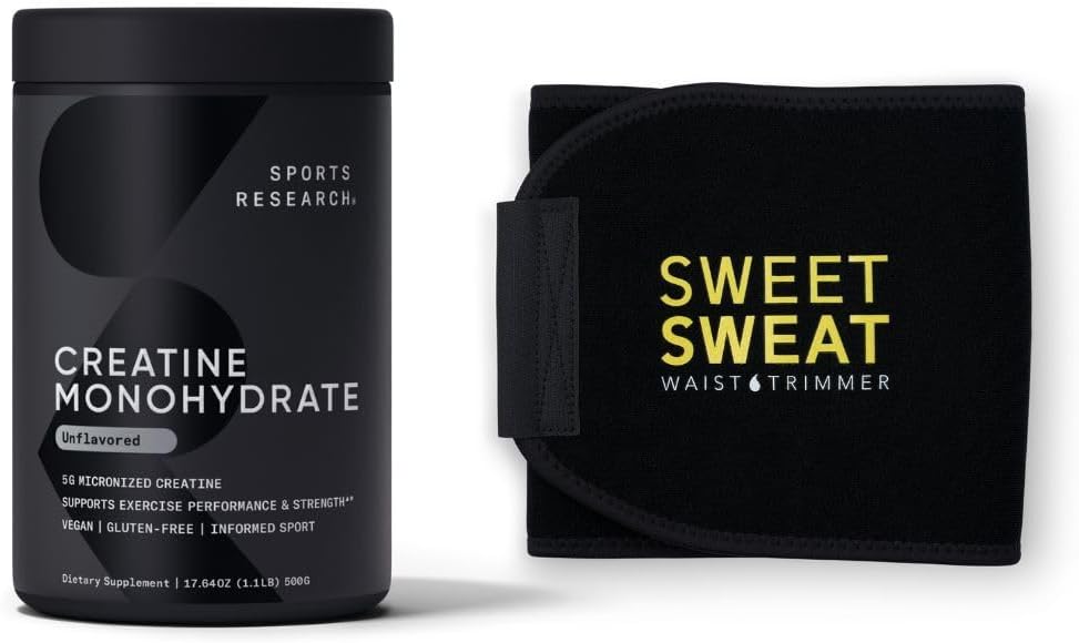Idrettsforskning Kreatinmonohydrat og søt sweat waist trimmer - svart og gult (stor)