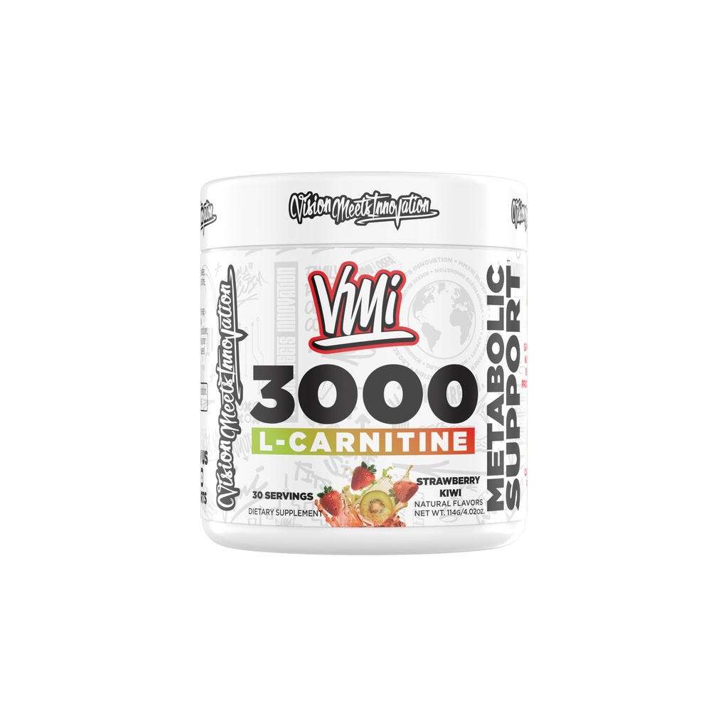 VMI Sports L-karnitin 3000 pulver | 3000 mg L-karnitin | Metabolsk støtte maksimal absorpsjon formel | Stor smak for menn og kvinner | 30 serveringer (30 serveringer, Strawberry Kiwi)