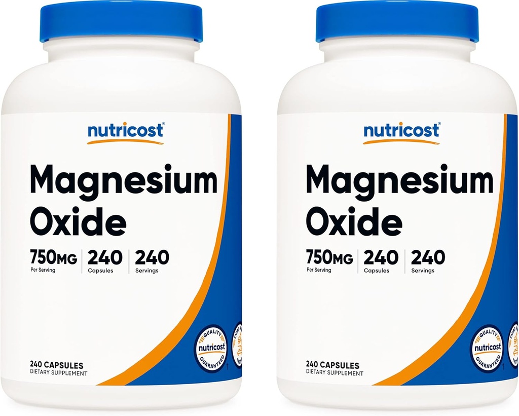 Nutricost magnesiumoksid 750 mg, 240 kapsler (2 flasker)