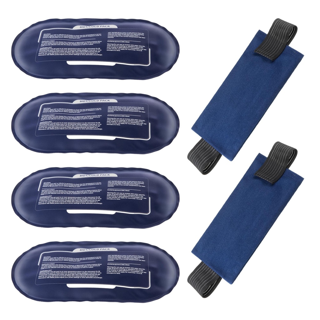 Ispakker for skadeskader Reusable, 4 pakker varme og kalde gelepakker og 2 pakker justerbare fleksible gele Wraps for rygg skulder armer kne og ben skader gjenoppretting, alleviere ledd og muskelsmerter Relief