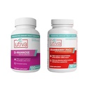 20% Bundle Utiva Cranberry PACs 30 Vegi Capsules Cranberry Supplement for Urinal Tract Helse for kvinner og menn + Utiva D-Mannose 500mg 120 Kapsler naturlig Flush The Bladder og Urin Tract