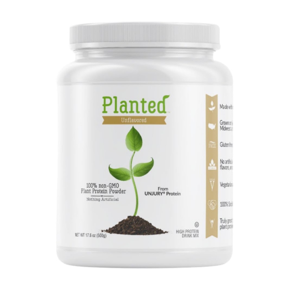Unjury Planted Vegansk Protein pulver | 20g Unflavored Era Protein pulver | Lavt sukker og plante basert | Gluten og Dairy Gratis Era Protein Isolate | Ikke-GMO | 20 Services