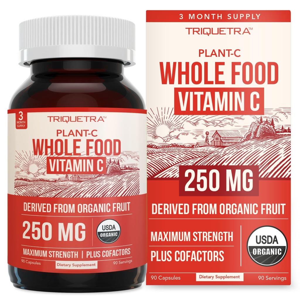 Økologisk vitamin C | Hele maten vitamin C fra Fruit Plus Absorpsjon Enhancement Cofactors - Vegansk, forbedret biotilgjengelighet - Immunstøtte, Antioksidant, Total Helse (90 Serveringer)