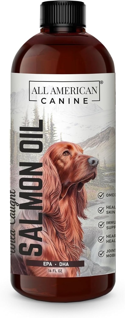 Wild Caught Salmon Oil Optimal kilde Omega 3 Fish Oil flytende kosttilskudd for hunder hud, Coat, felles, og immun helse, 16 fl oz