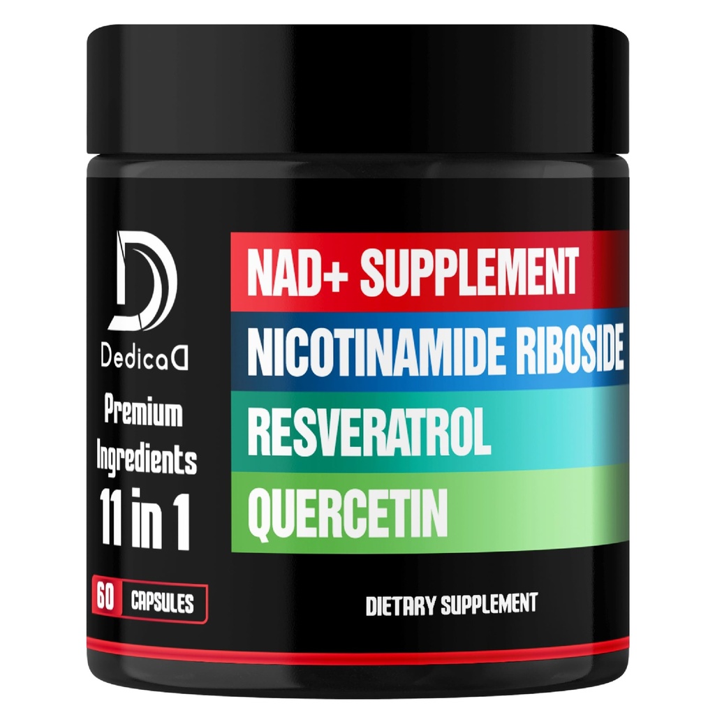 11in1 NAD Supplement med Nikotinamid Riboside, Quercetin, Resveratrol og 8 Mer - 2 måneders forsyning