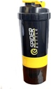 5 I 1 Protein Shaker flaske - Profesjonell serie Shaker flaske for proteinshake og pre trening gym flaske, med pulver lagring, Pill skuffe,Mixing Ball,Shakes Cup (gul)