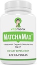 MATCHAMAXTM Organic Japanese Matcha Capsules - ren organisk Matcha Grønn Te piller for glatt Zen-like energi og naturlig Mood Boost - Vegan Matcha Supplement pakket med antioksidanter - 120ct