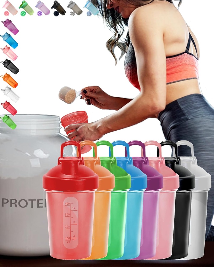 EBAT 16 Piece sett Fargerik AntiDropBAPAFREELEAKProofProtein Shaker flaske verdi pakke m. Whisk Ball & ErgonomiskDesign &, 8 unik farge verdi pakke (se bilde) for menn / kvinner /