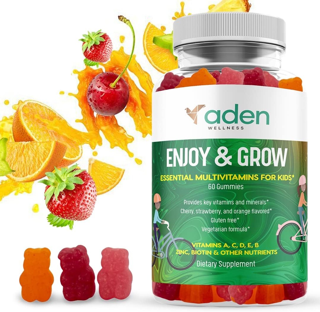 Multi B Vitamin Gummier for barn - med B-Complex B6 B12 B9 (Folat) B7 (Biotin) B5 (Pantothenic Acid), A, C, D, E, Zink, Iodin, Inositol - Energi, Nervesystem, Immunitetsstøtte
