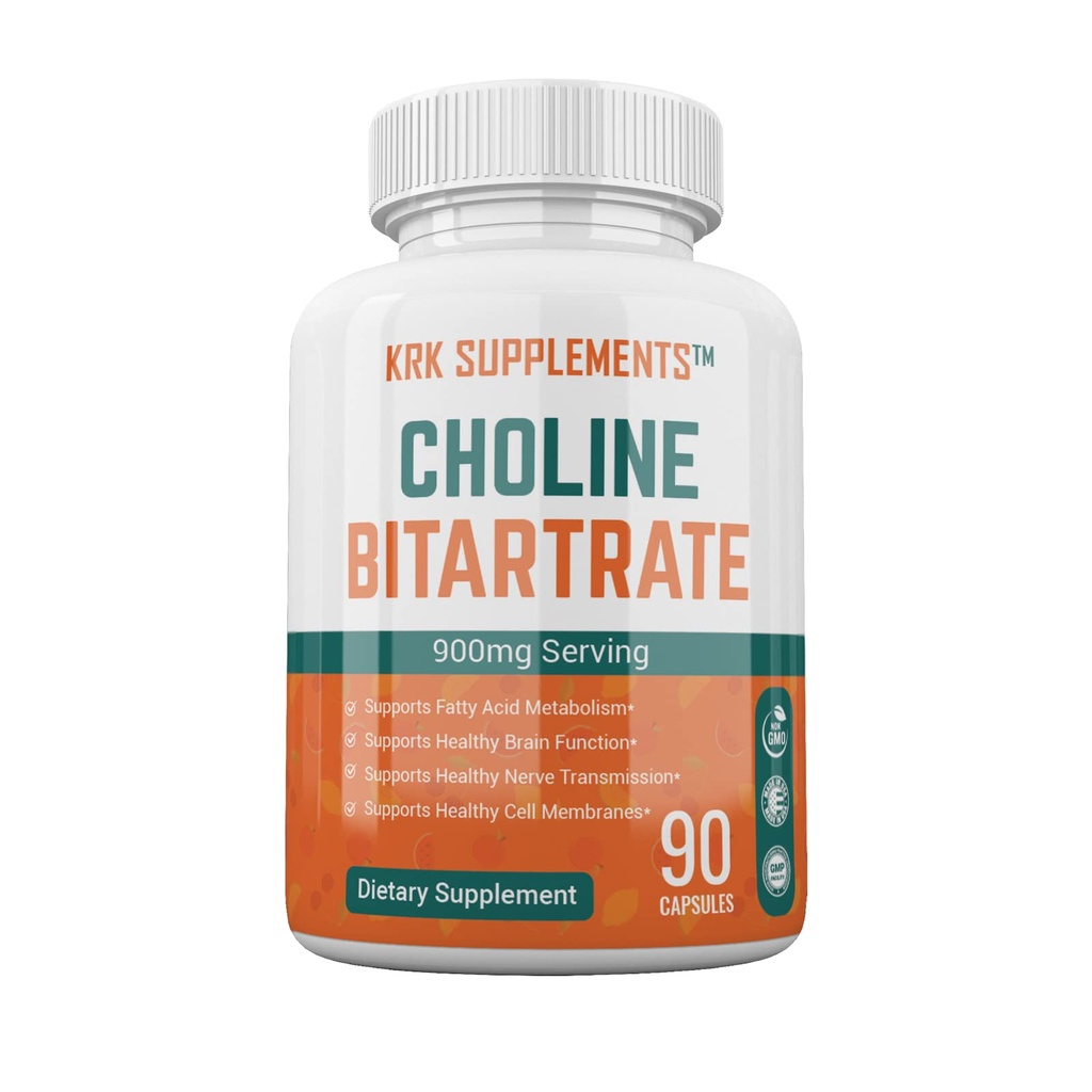 1 pakke Choline Bitartrate 900mg Per servering 90 kapsler KRK kosttilskudd