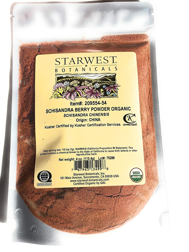 Schisandra Berry pulver organisk 4 oz StarWest Botanicals
