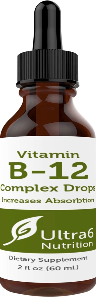 Ultra6 ernæring vitamin B12 Sublingual flytende dråper - B12 Methylcobalamin Supplement Flott for energi og tretthet - vitamin-B Supplement for kvinner og menn - 90 dagers forsyning