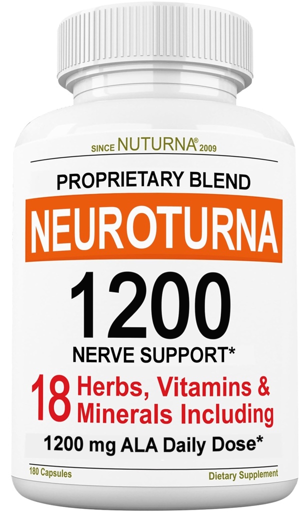 Nevropati støtte Supplement med 1200 mg ren Alfa Lipoic Acid - maksimal styrke Nerve formel for å styrke nerver i fingre, hender, tær, og føtter - beste naturlige nerve relief støtte - 180 kapsler
