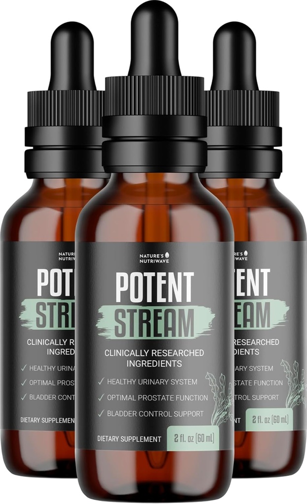 PotentStream Drops - Opprinnelig formel, naturlig flytende kosttilskudd med planteekstrakter 100% naturlig, laget i USA, 3 måneders forsyning