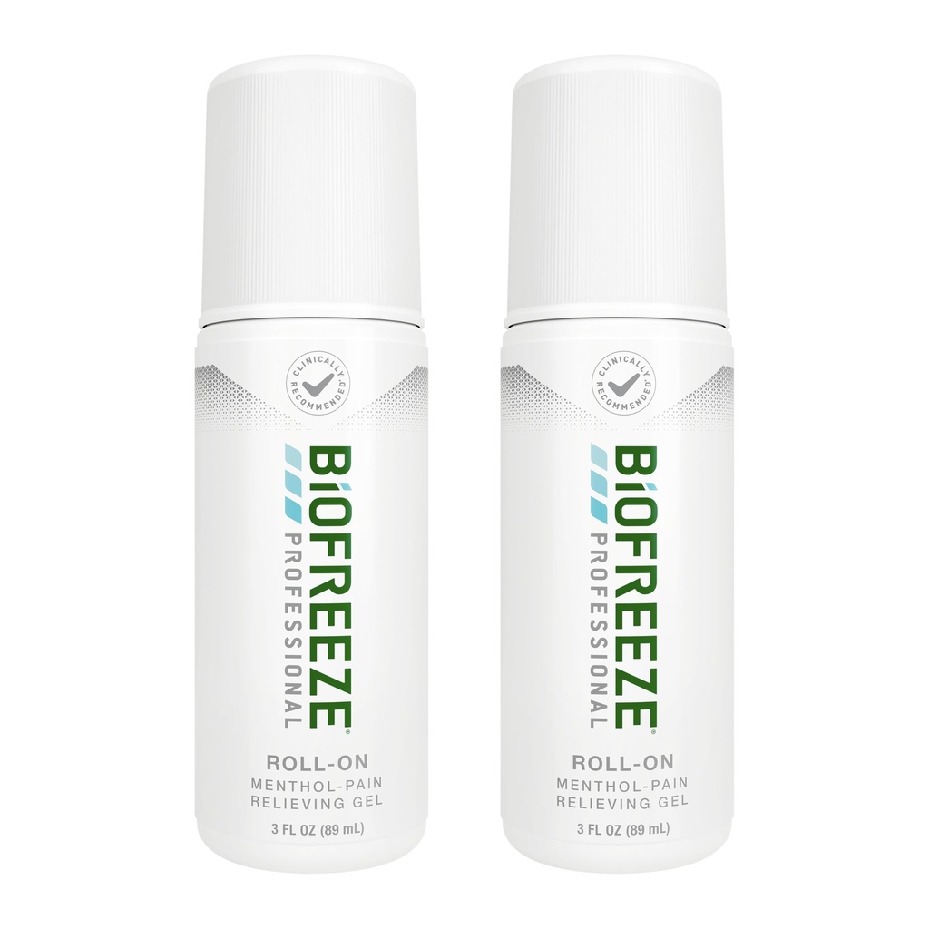 Biofreeze profesjonell smerte relief Roll on for kne, hals, hip, felles, & skulder, enkel ryggsmerter smerte lempelse, Sore muskel relief, Roll-On Menthol Gel 3 Fl Oz (Pack of 2)