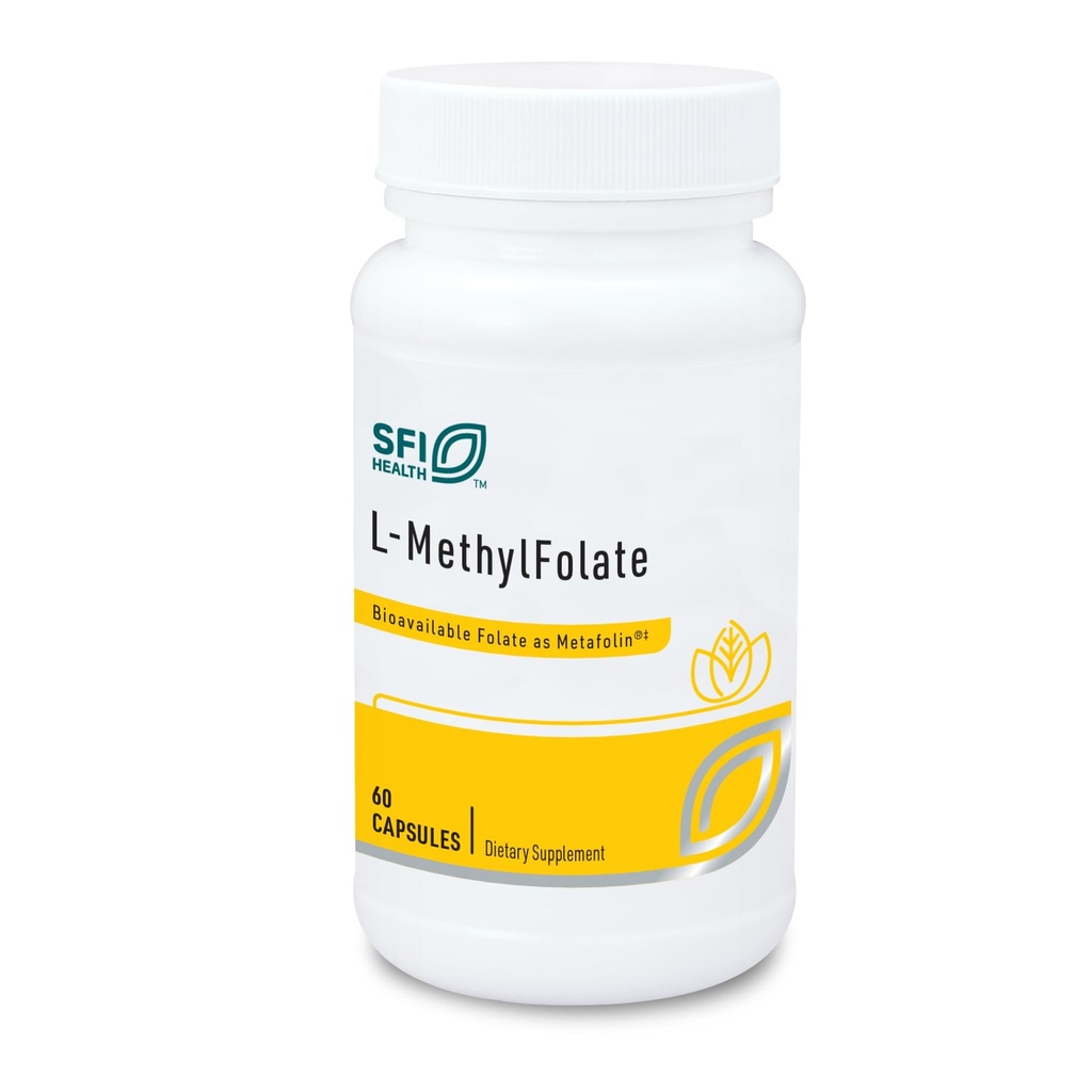 Klaire Labs SFI Helse L-Metylfolat - 1000 mhg Folat Høyt Biotilgjengelig, Hypoallergenic 1000 mikrogram (1 milligram) Metafolin L-5-MTHF (60 kapsler)