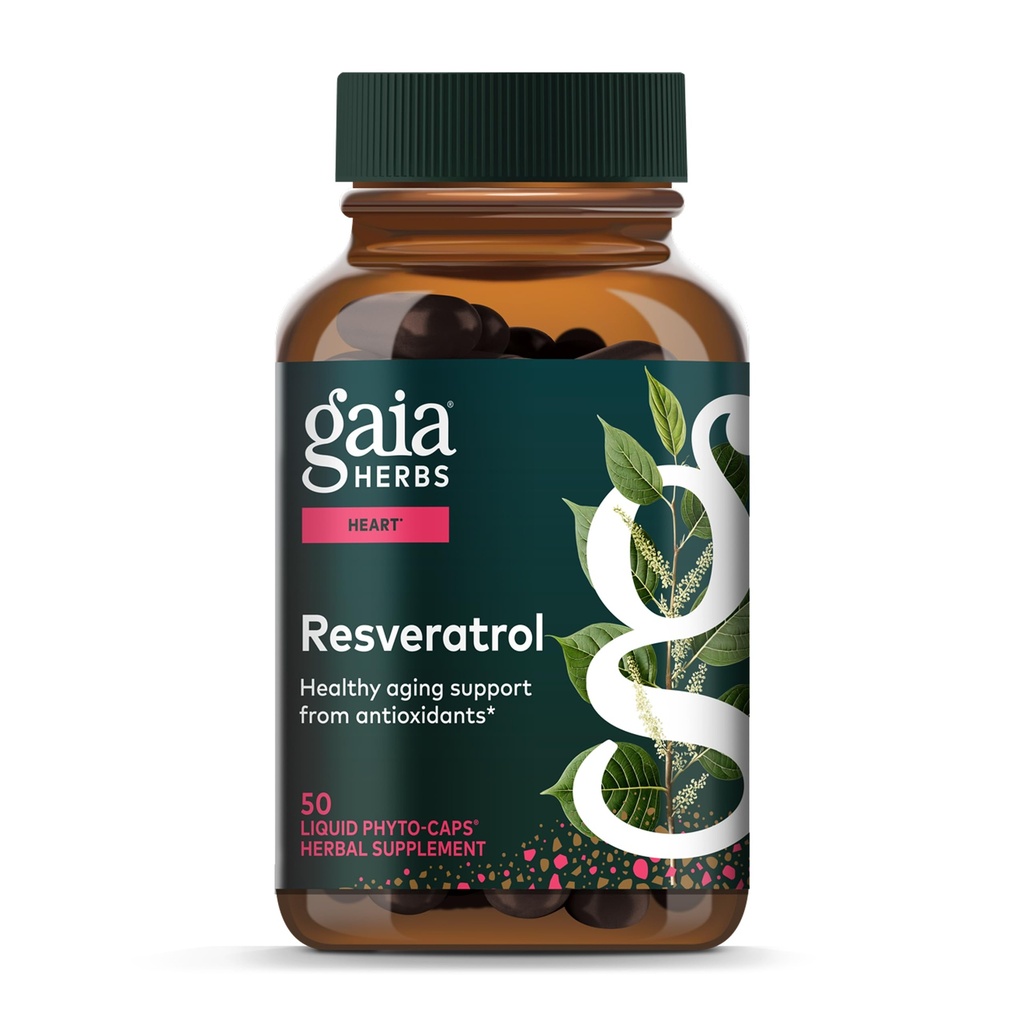 Gaia Herbs Resveratrol 150 - Beauty & Radiance Antioksidant Support Supplement - laget med japanske Knotweed - Inneholder 150 mg Trans-Resveratrol per servering - 50 flytende pyto-kapsler (25-dagers forsyning)