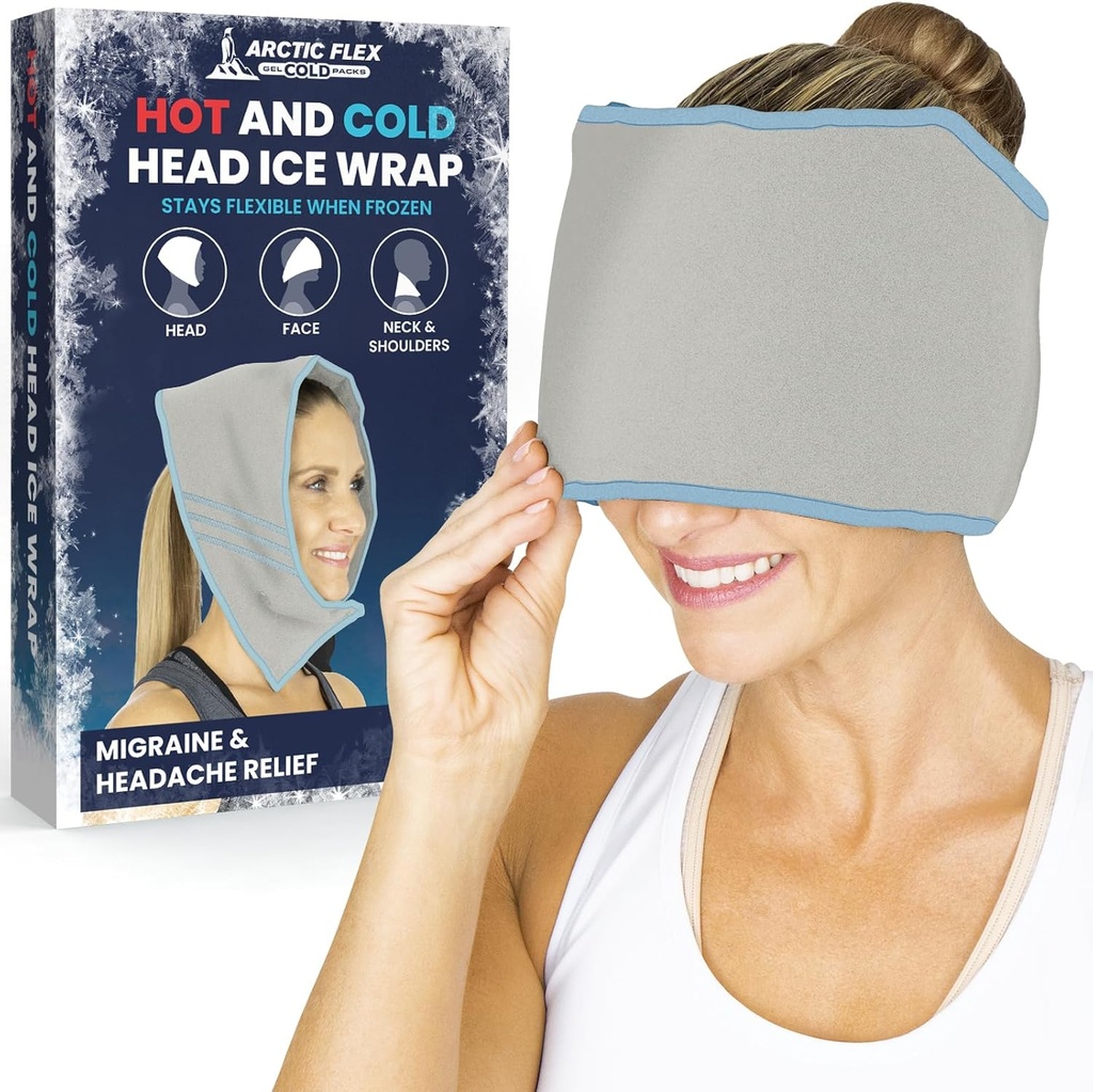 Arctic Flex Migraine hodepine Relief Ice Head Wrap - Hodeheads Ice Pack Cap - Fleksibel kald og varm Gel Hat Eye Mask for skader til hals, skulder tensjon smerte - fryse, varmeterapi - Kid, menn, kvinner