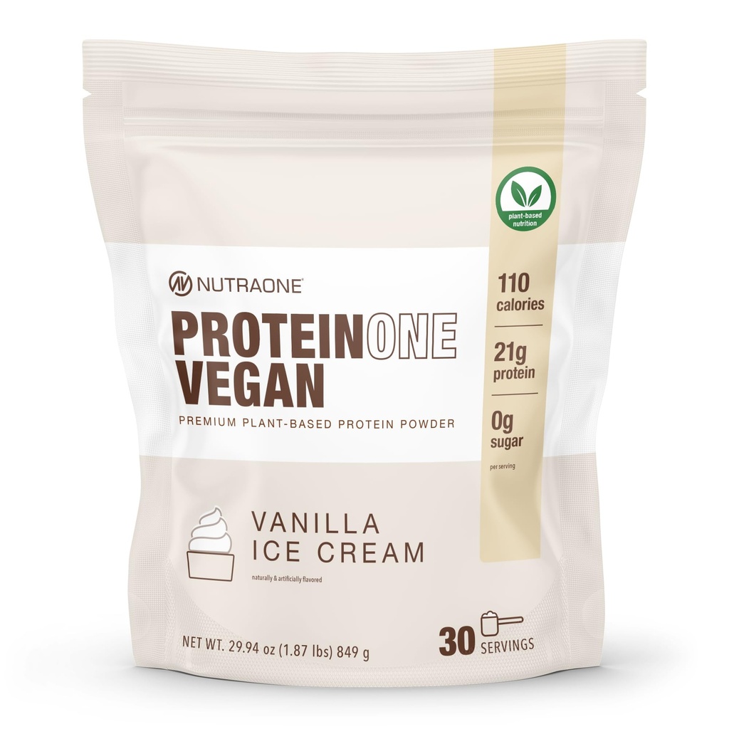 NutraOne ProteinOne Vegansk Plantebasert Proteinpulver Vegansk Protein pulver, Dairy-Free, Pea og Rice Protein (Vanilla Iskrem)