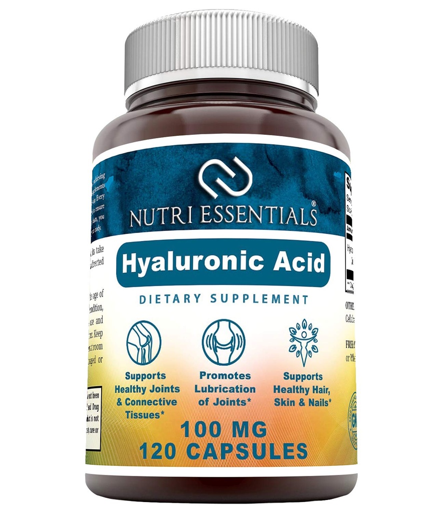 Hyaluronsyre Kosttilskudd - 100 mg 120 kapsler (Non-GMO) - De beste kosttilskudd for felles helse, hudpleie og mer *
