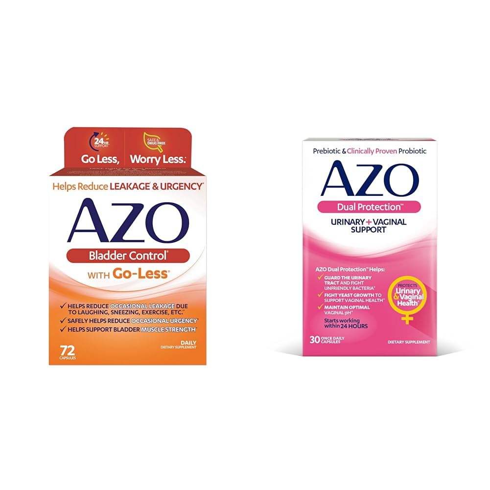 AZO Bladder Control med Go-Less Daily Supplement | Hjelper Redusere Avslappende urency & Dual Protection | Urin + Vaginal Support * | Prebiotic Plus klinisk bevise kvinners probiotika