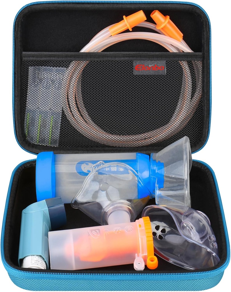 Elonbo bære saken for nebulizer erstatningsdeler Kits/Astma inhaler/inhaler Spacer Masker/Nebulizer tubing munnstykke tilbehør erstatning sett, håndholdt inhaler nebulizer veske (kun tilfelle)