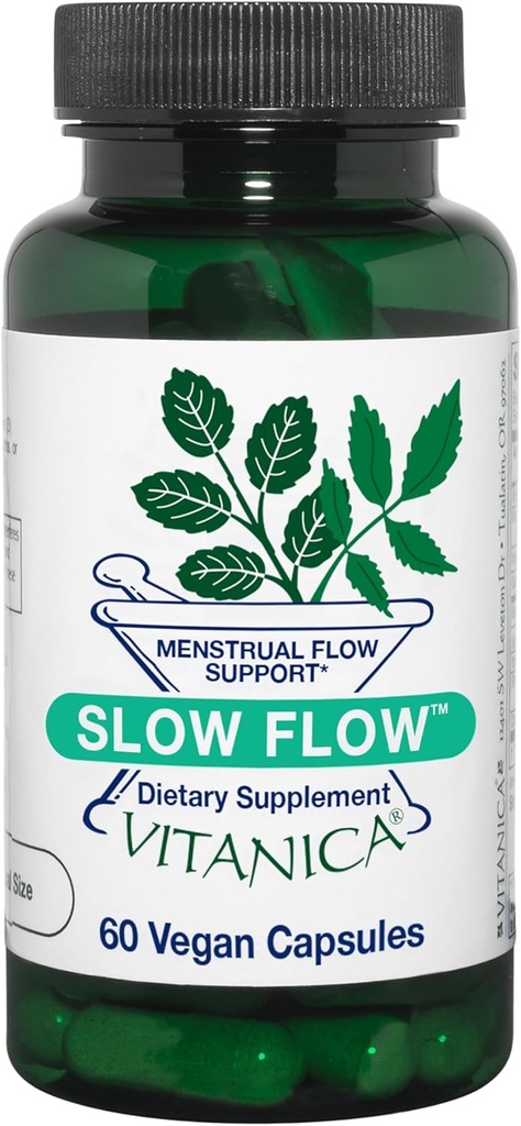 Vitanica Slow Flow, Menstruell Flow Support, Vegansk, 60 kapsler (Slow Flow Pro Logo)