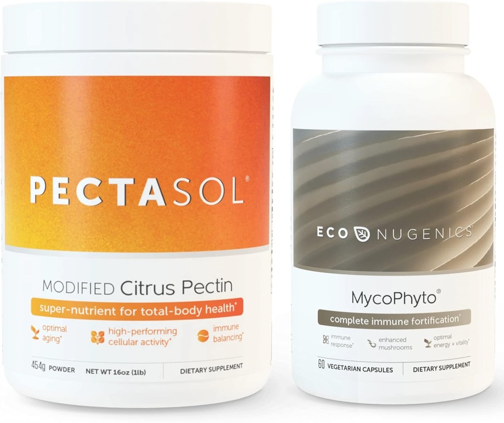 EcoNugenesis Ultimate Immune System Support Pack - PectaSol-C Modified Citrus Pectin- 454 Grams & MycoPhyto Medical Mushroom Health-60 Kapsler