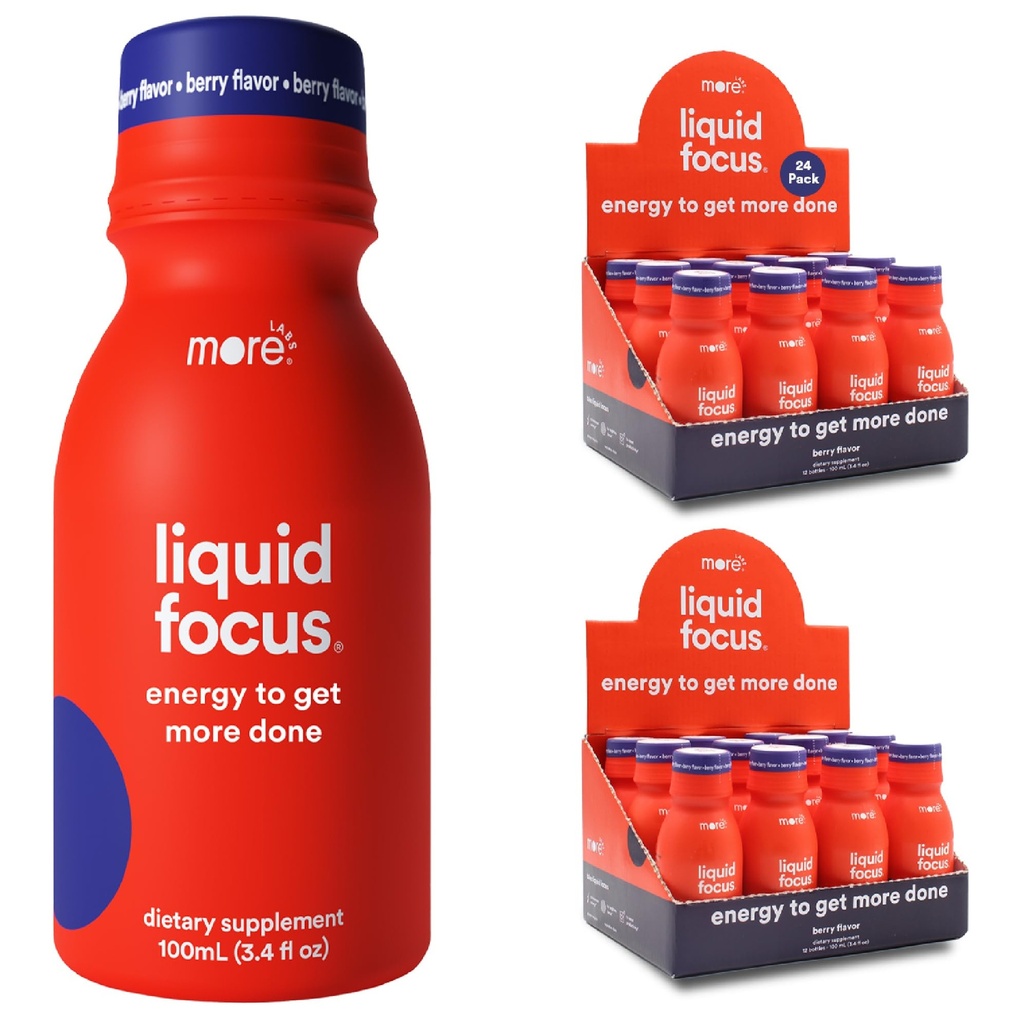Flere Labs flytende fokus, Nootropic Smart Drink med kraftige antioksidanter og adaptogene urter for energi og konsentrasjon, 150 mg koffein (pakke på 24)