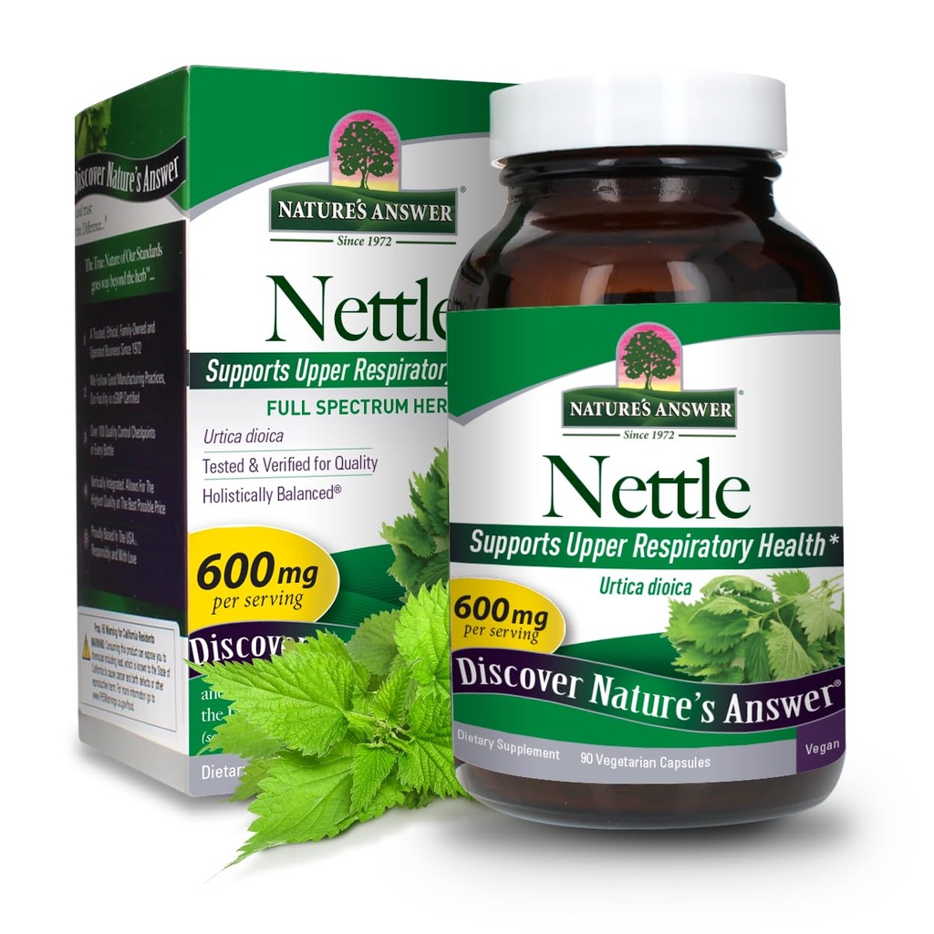 Naturens svar Nettle Leaf Vegan Capsules 90 Greve | Prostate Support | Naturlig energi | Immunstøtte | Daglig Supplement