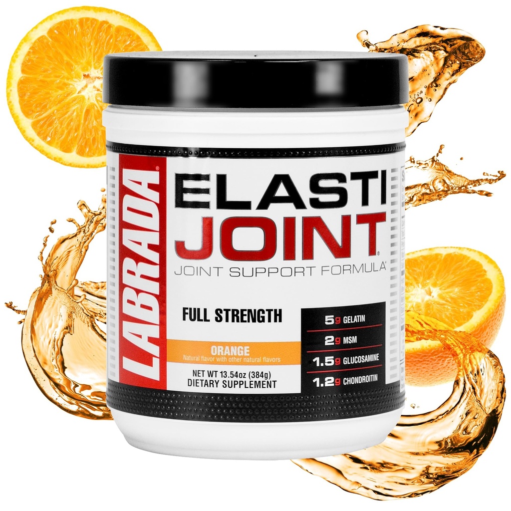 Labrada Nutrition ElastiCommone, Orange Flavor, Glukosamin felles støtte Supplement pulver for menn og kvinner, Joint Relief & Bone Helse Supplement med MSM, Glukosamin Chondroitin MSM Glutenfri