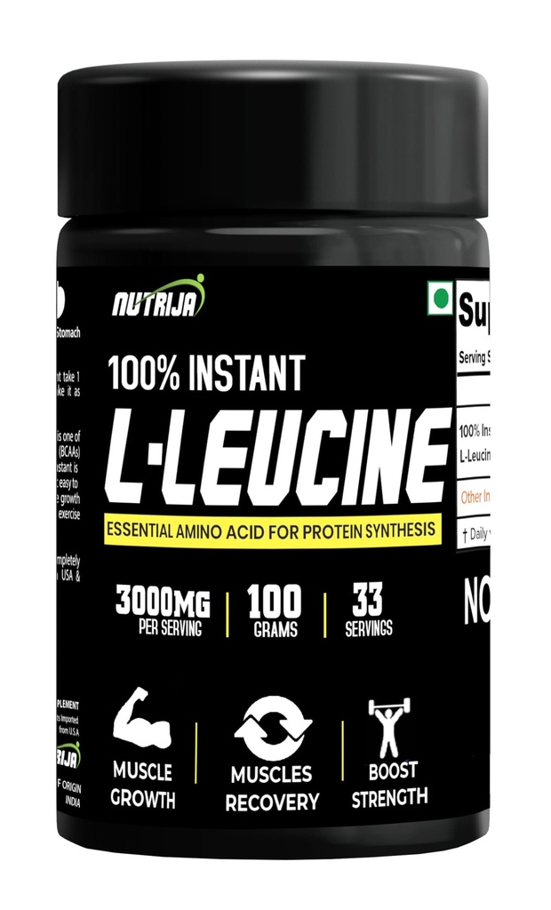 Øyeblikkelig L-Leucine pulver -100% ren og USP grad | Oppløser raskere, rask absorpsjon, bedre biotilgjengelighet | Muskelvekst & gjenoppretting