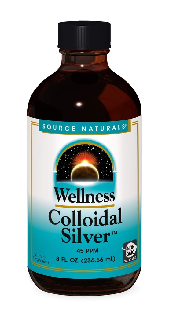 Kilde Naturals wellness kolloidal sølv 45 ppm, støtter fysisk velvære* - 8 Fluid oz