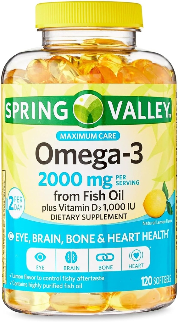 Konvergens Maksimal omsorg Omega-3 fra fisk olje øye hjerne bein og hjerte helse kosttilskudd Softgels, 2000 mg, 120 telling
