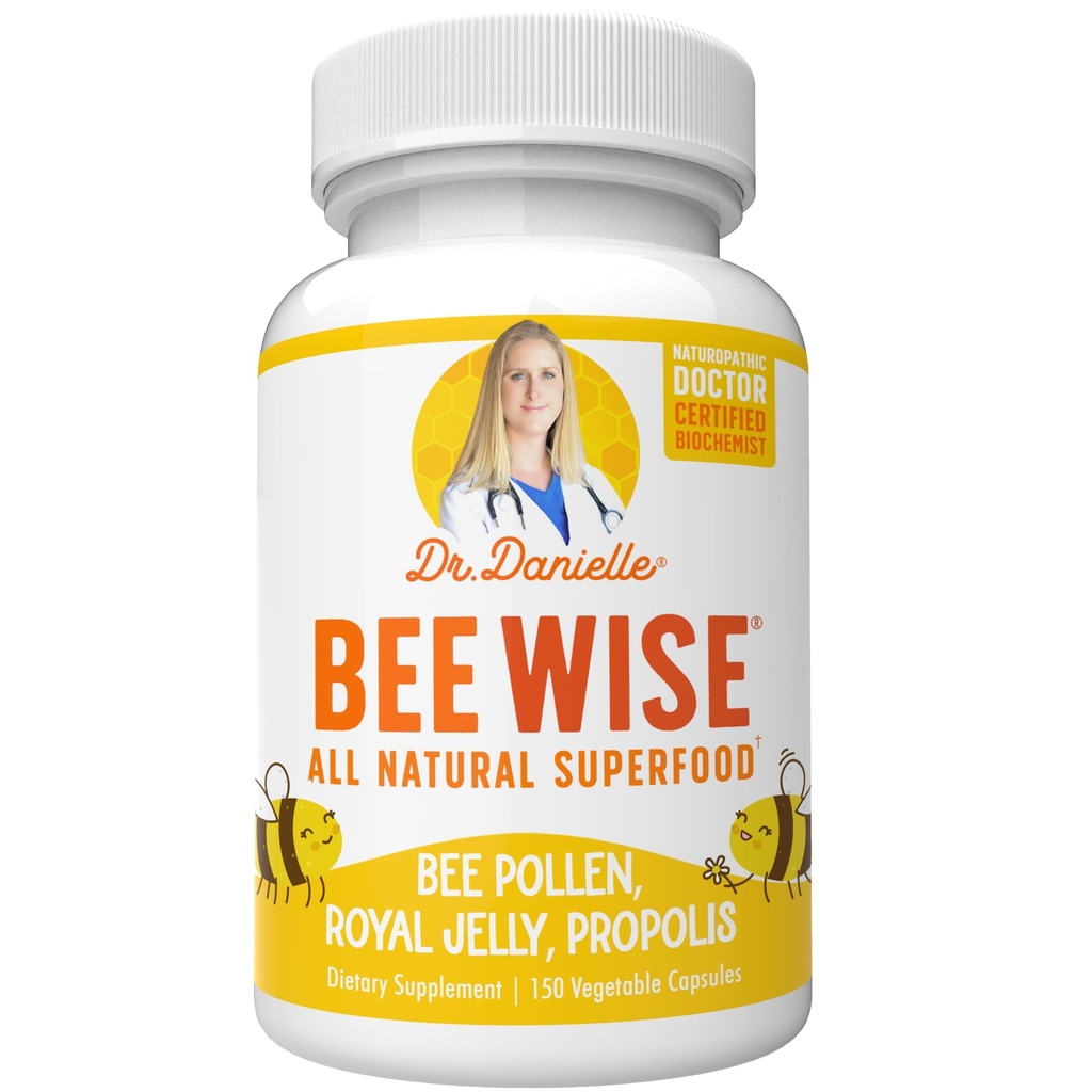 Dr. Danielle Bee Wise - Bee Pollen Supplement - Bee Well with Royal Jelly, Propolis, Pippollen i 4 Daily Bee Pollen Kapsler