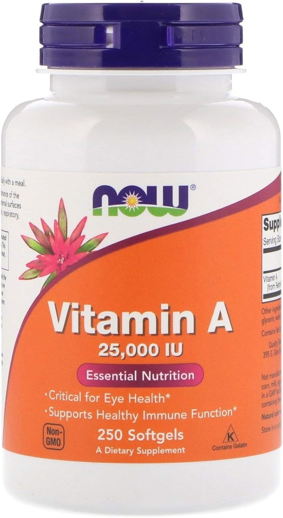 Vitamin A fra fisk Liver Oil, 25000 IU, 250 Sgels by Now Foods (pakke med 6)