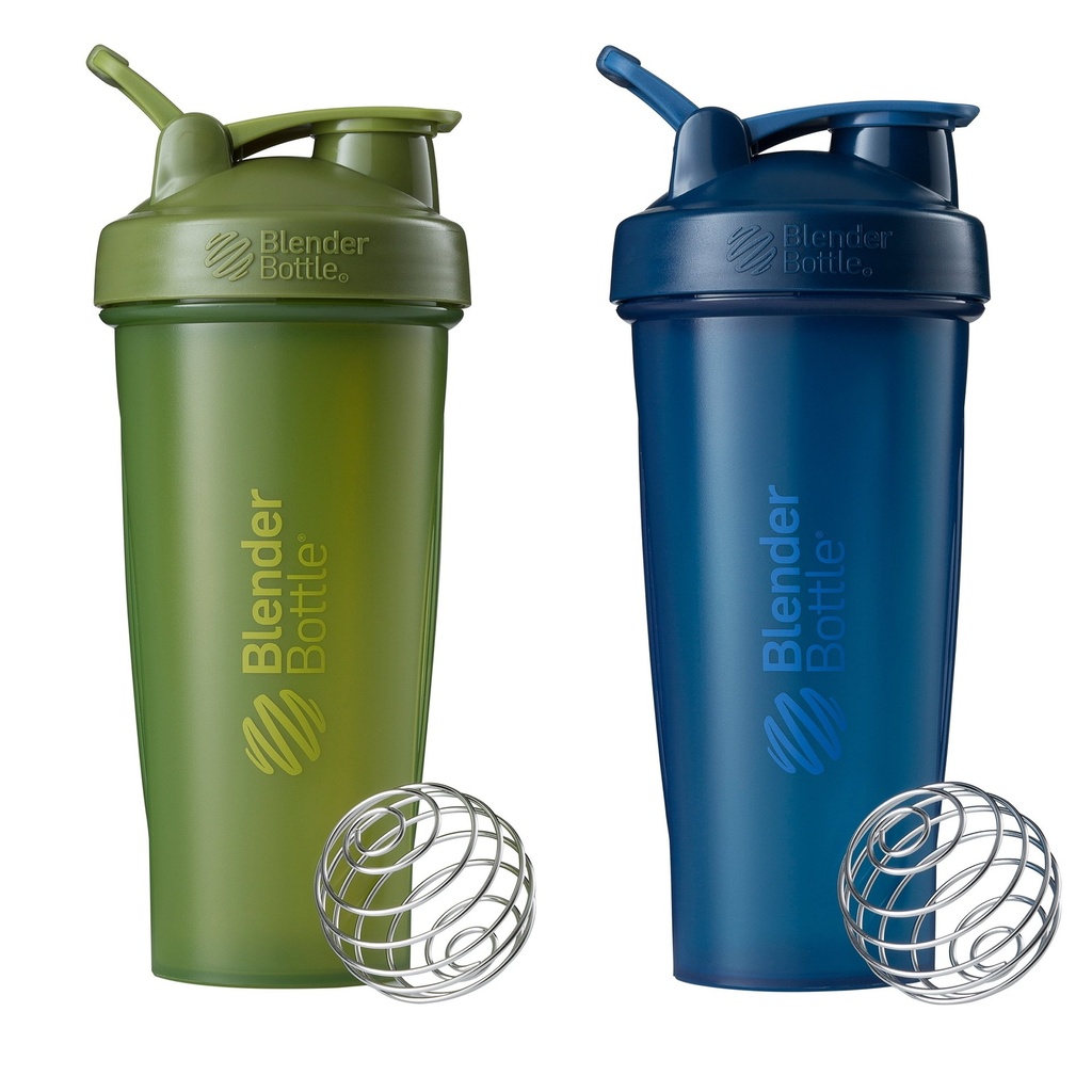 BlenderBottle Classic Shakerflaske Perfekt for proteinshake og pre trening, 28-Ounce (2 pakke), Moss og marine