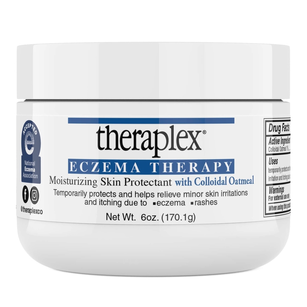 Theraplex Eczema Therapy (6 oz) - Moisturizing hudbeskyttende middel med naturlig colloidalt havremel, ikke-komedogent, og Hypoallergenic, Fragrance-Free - National Eczema Association Seal av godkjenning