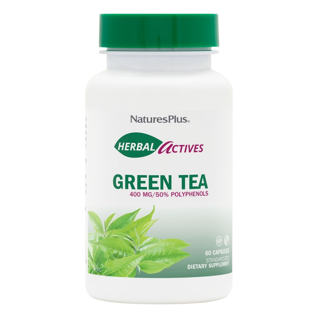 NaturesPlus Herbal Actives Grønn Te - 60 Kapsler - Ikke-GMO, Vegansk, Glutenfri - 60 Serveringer