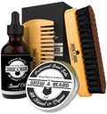 Skjeggbørste, Skjegg Comb, Skjeggolje, & Beard Balm Grooming Kit for menns omsorg, Reise ansiktshår sett for vekst, Styling, skinne og mykhet, store gaver for ham