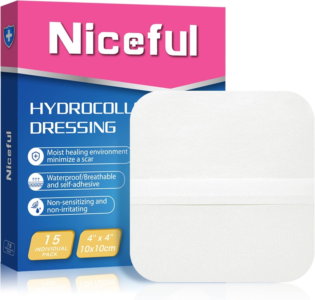 15 grev Hydrokolloid Bandages 4x4 i, Hydrokolloid sår kjole healing bandages for sår, vanntett sår kjole store