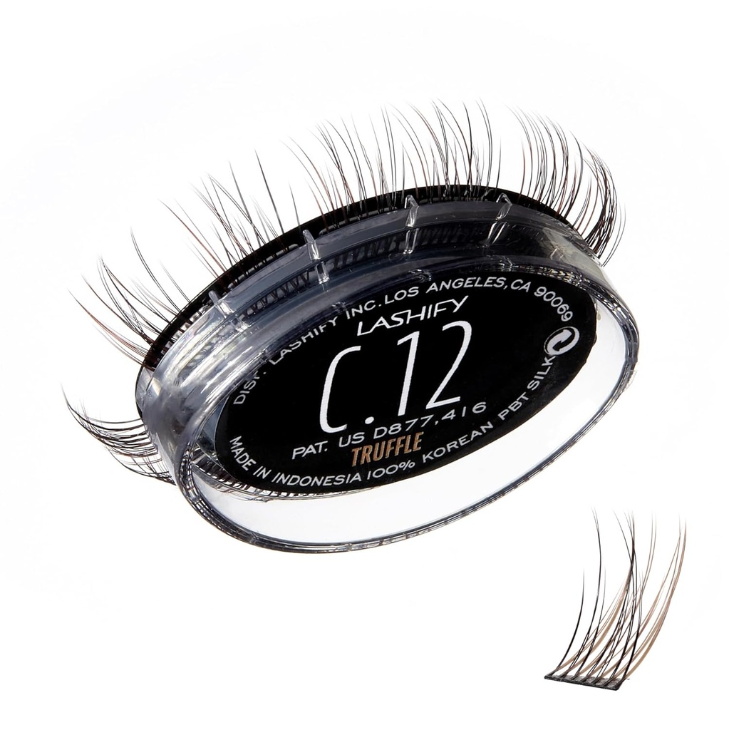 Lashify Curl 12mm Gossamer Eyelash utvidelser Påfyll, Truffle farge, DIY falske visker for et naturlig utseende
