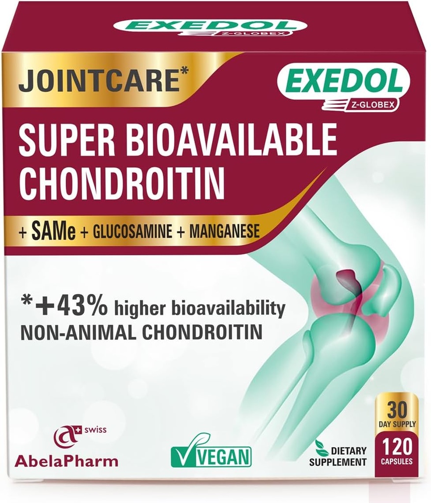 Exedol Biotilgjengelig Glucosamine Chondroitin, Vegansk felles støtte Supplement for forbedret fellesfunksjon, Cartilage Helse, Koblingsvev og Bone Helse - 120 Kapsler