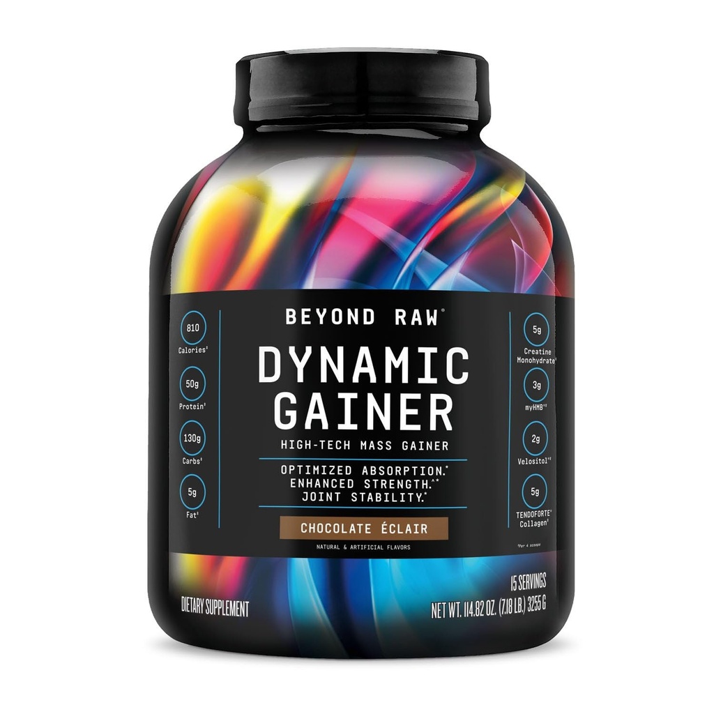 Beyond RAW Dynamic Gainer. High-Tech Mass Gainer, optimalisert absorpsjon og forbedret styrke, Vanilla Cheesecake, 15 Services