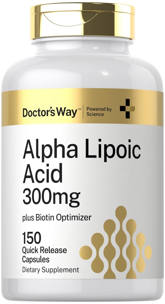 Doktorens måte Alpha Lipoic Acid 300mg | 150 kapsler med Biotin Optimizer | ALA Supplement non-GMO, Glutenfri