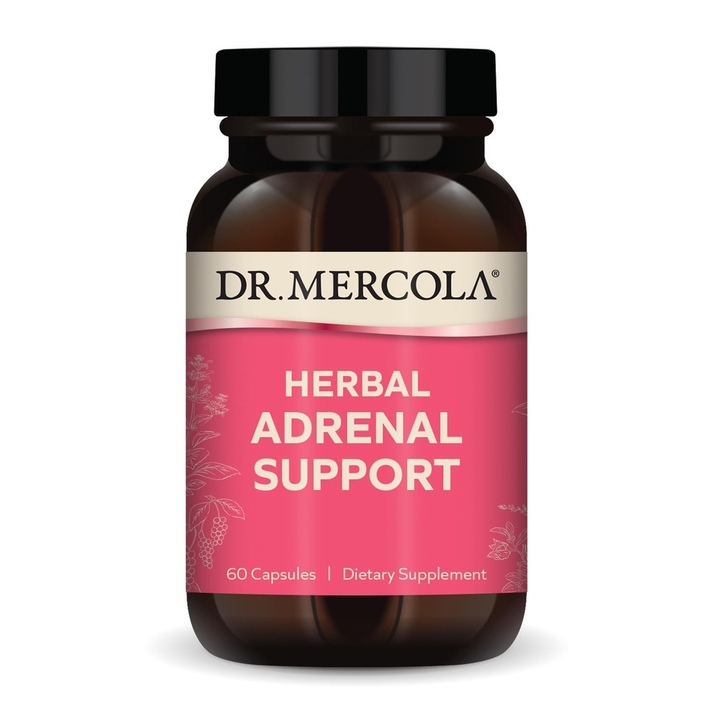 Dr. Mercola Herbal Adrenal støtte, 30 serveringer (60 kapsler), kosttilskudd, Mood og stresshåndtering, ikke-GMO