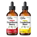Wild & Organic Hawthorn Berry Tinktur 4 fl oz & Dandelion Root Tinktur 4 fl oz