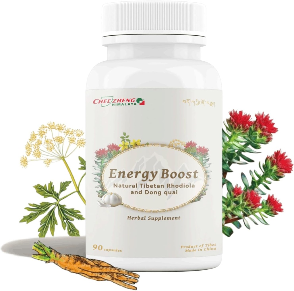 CheezhengHimalaya Rhodiola og Angelica Sinensis, Økt daglig energi, Reduserer tretthet, Økt blod- og hjertehelse, Metabolisme, Støtte Lungefunksjon, Tibetansk naturlige urter, 120 Veggie kapsler