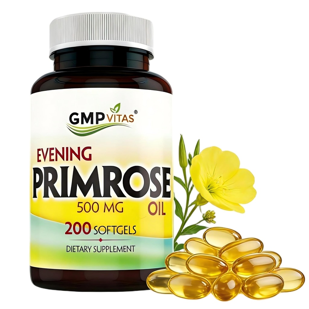 Kveld Primrose Olje 500mg SoftgelsKold Pressed Softgels med 45mg GLA opprettholde glatt sunne hud-støtter Hormonal Balance