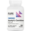 PureFormulas Acetyl L-karnitin kognitiv og minne støtte L karnitin Supplement for hjerne, fokus, og ro Alcar, 500 mg Dairy Gratis ikke-GMO 60 kapsler